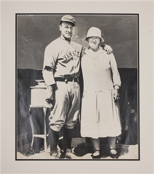 Lou Gehrig Vintage Oversized 19" x 23" Photograph From 1927 With His Mother